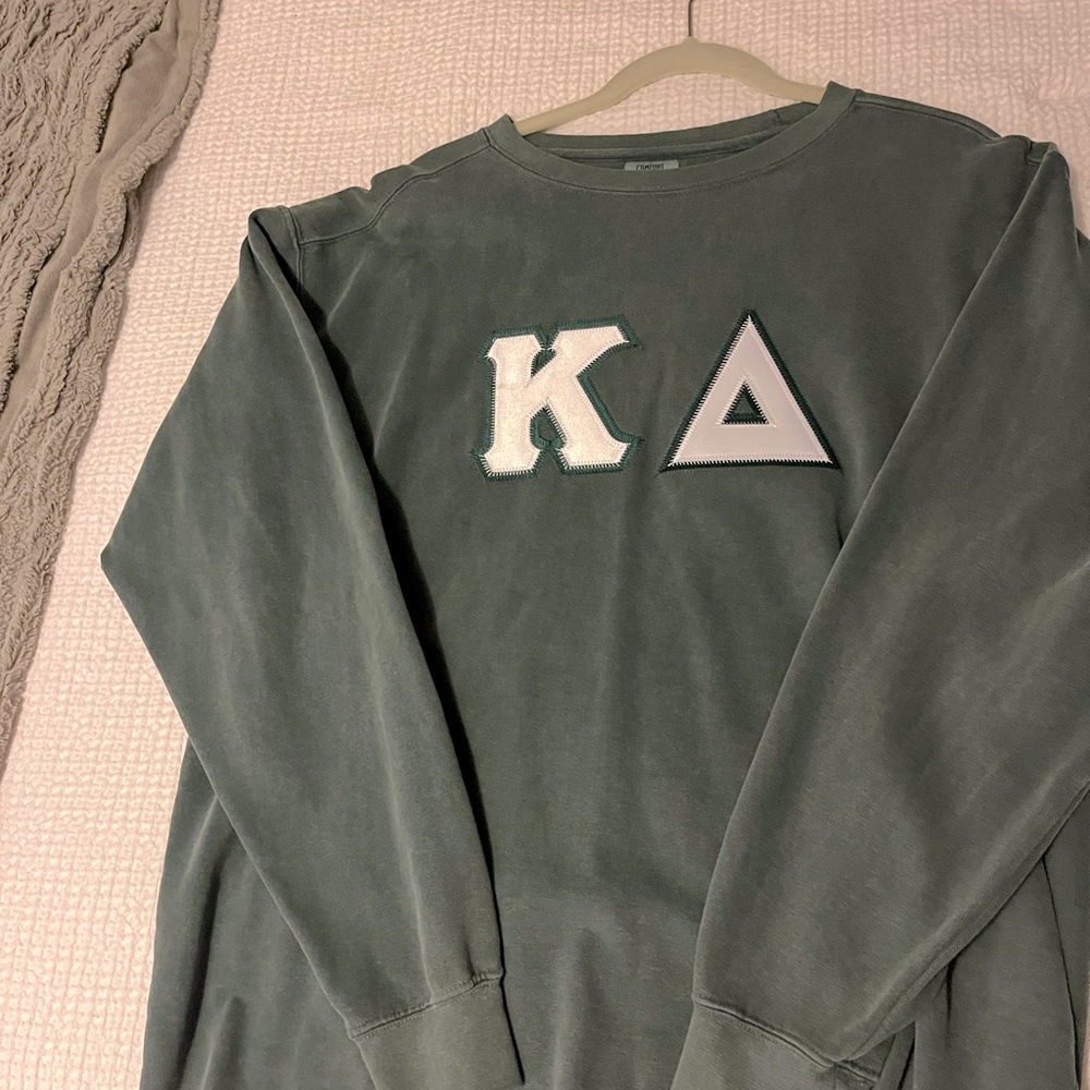 Kappa Delta Sorority Comfort Colors Sage Green stitched sweatshirt